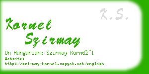 kornel szirmay business card